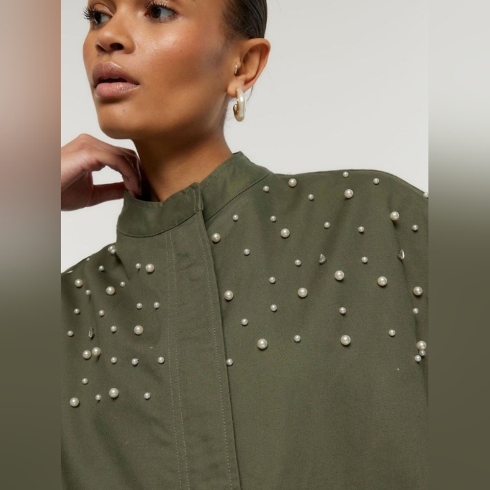 NWOT Khakib green Embellished Jacket Sz XL